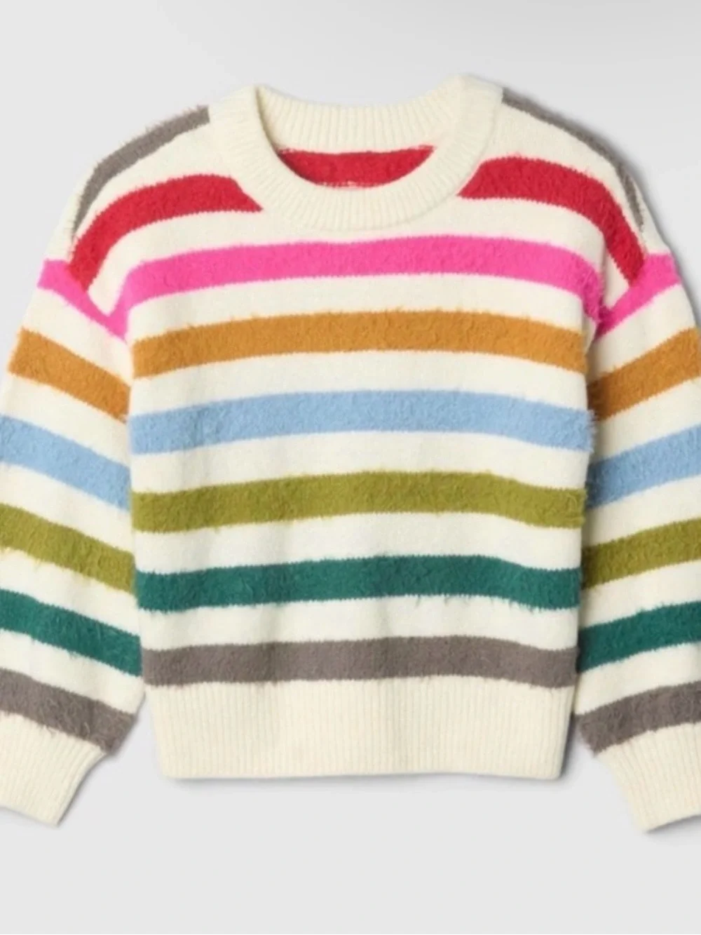 GAP Baby Girls Fuzzy Colorful Rainbow Stripe Sweater